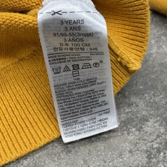 Gap Baby Kids Boys Sweater Size 3T Toddler Yellow Red Logo Classic Hong Kong - Picture 8 of 11
